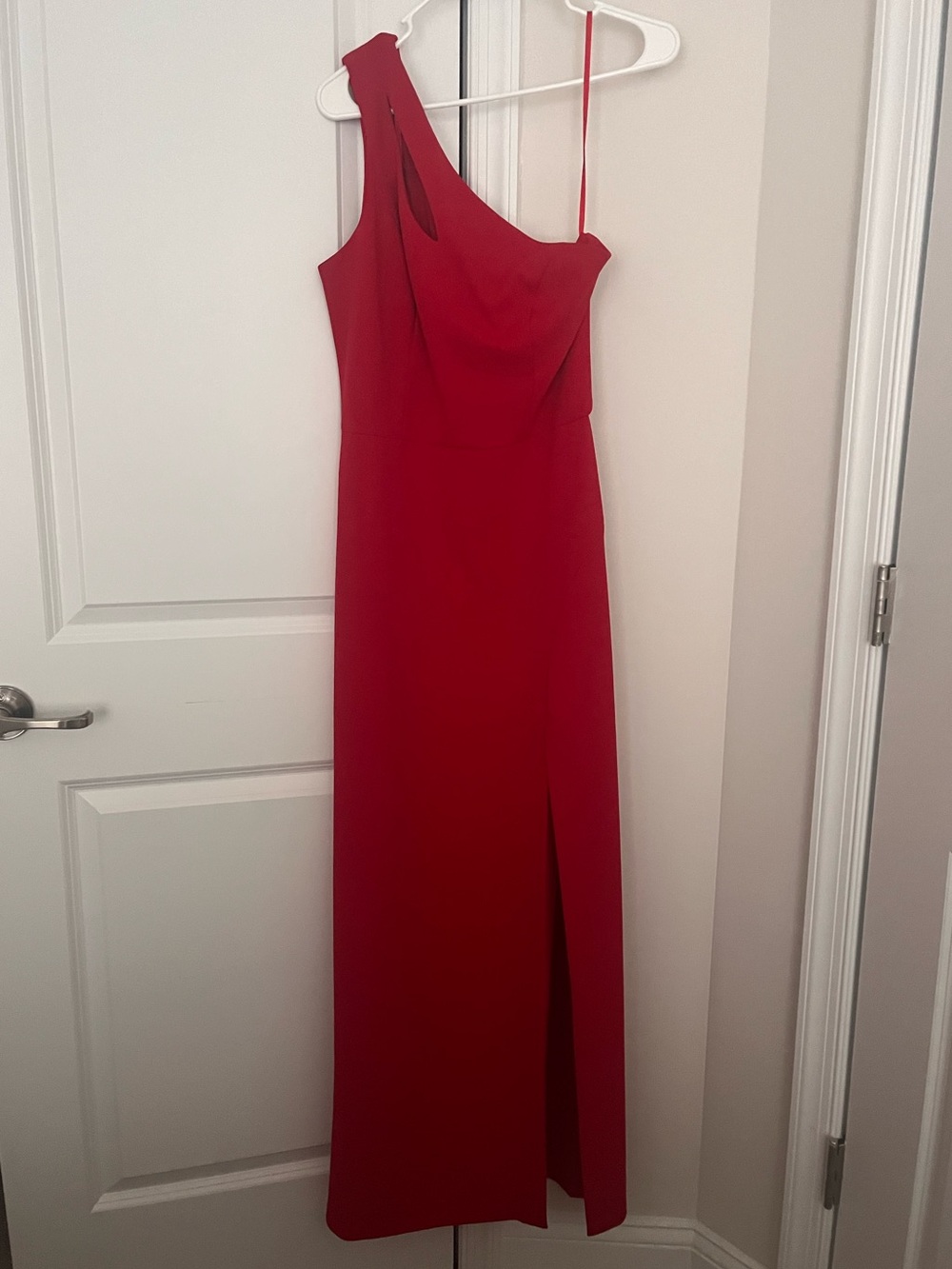 Xscape One-Shoulder Red Evening Gown